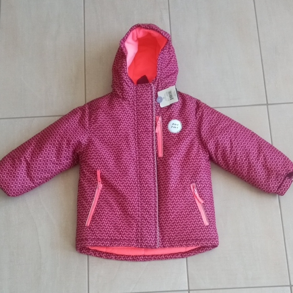 Athletic Works Vibrant Pink 3-in-1 Hooded Jacket